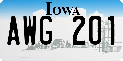 IA license plate AWG201