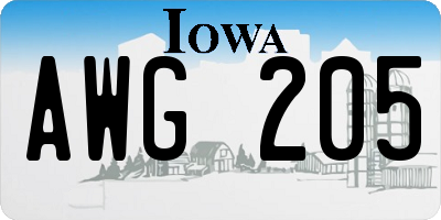 IA license plate AWG205