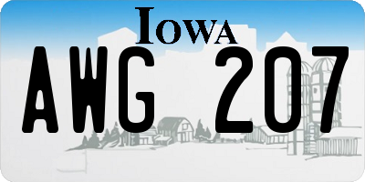 IA license plate AWG207