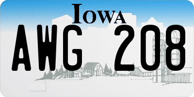 IA license plate AWG208