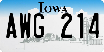 IA license plate AWG214
