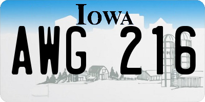IA license plate AWG216