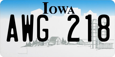 IA license plate AWG218