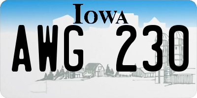IA license plate AWG230
