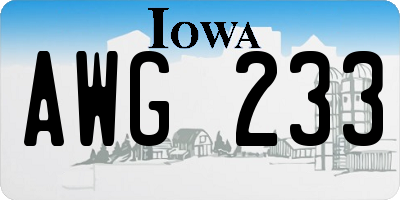 IA license plate AWG233