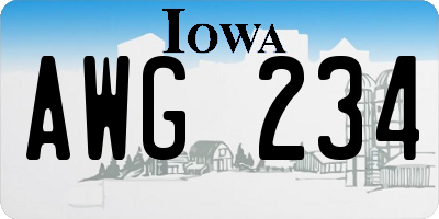 IA license plate AWG234