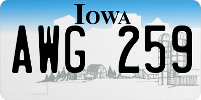 IA license plate AWG259