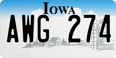 IA license plate AWG274