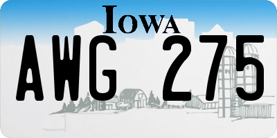 IA license plate AWG275
