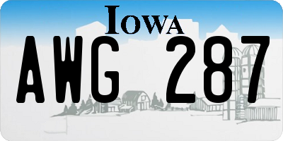 IA license plate AWG287