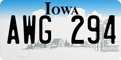 IA license plate AWG294