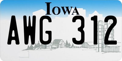 IA license plate AWG312
