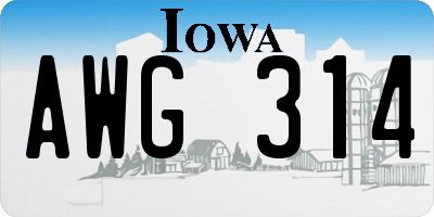 IA license plate AWG314