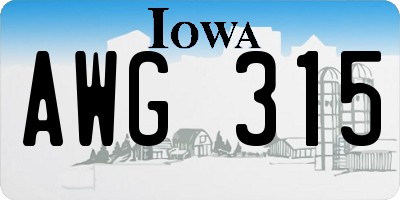 IA license plate AWG315