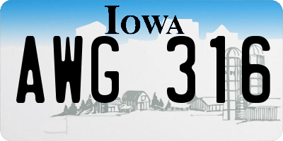 IA license plate AWG316