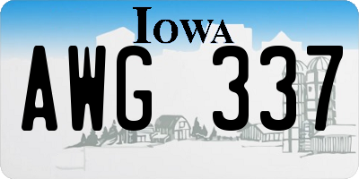 IA license plate AWG337