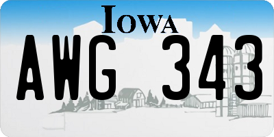IA license plate AWG343
