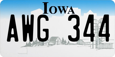 IA license plate AWG344