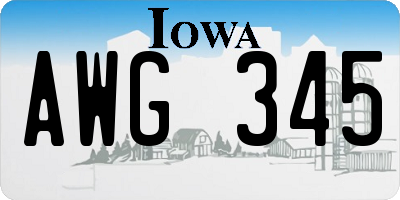 IA license plate AWG345