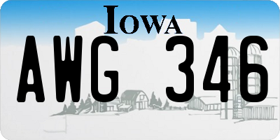 IA license plate AWG346