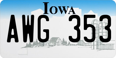 IA license plate AWG353