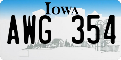 IA license plate AWG354