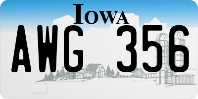IA license plate AWG356