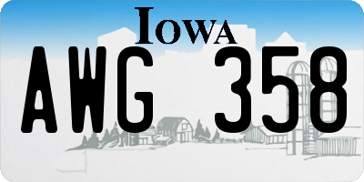 IA license plate AWG358