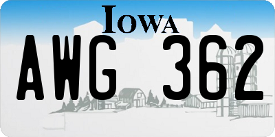 IA license plate AWG362