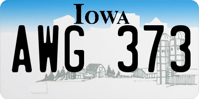 IA license plate AWG373