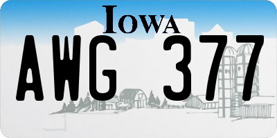 IA license plate AWG377