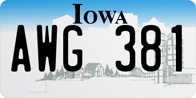 IA license plate AWG381