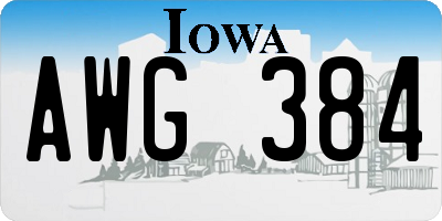 IA license plate AWG384
