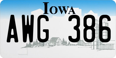 IA license plate AWG386