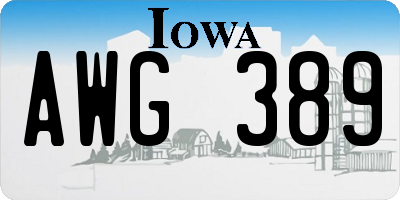 IA license plate AWG389