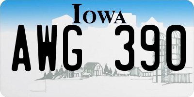 IA license plate AWG390