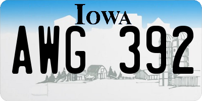 IA license plate AWG392