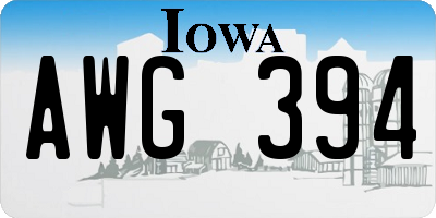 IA license plate AWG394