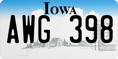 IA license plate AWG398