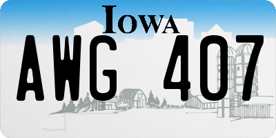 IA license plate AWG407