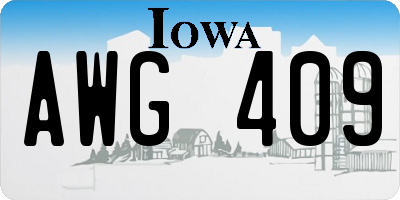 IA license plate AWG409