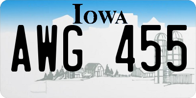IA license plate AWG455