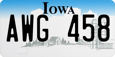 IA license plate AWG458