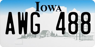 IA license plate AWG488