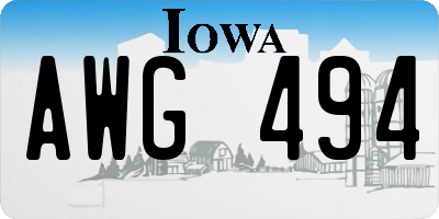 IA license plate AWG494