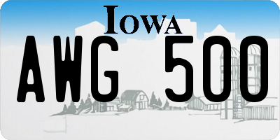 IA license plate AWG500