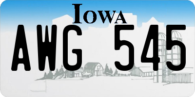 IA license plate AWG545