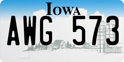IA license plate AWG573