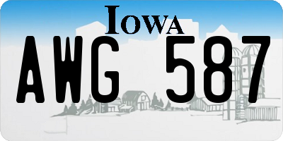IA license plate AWG587