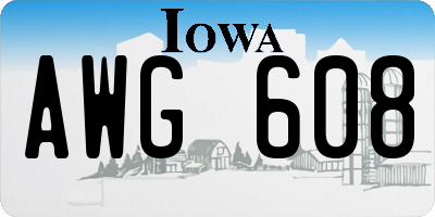 IA license plate AWG608
